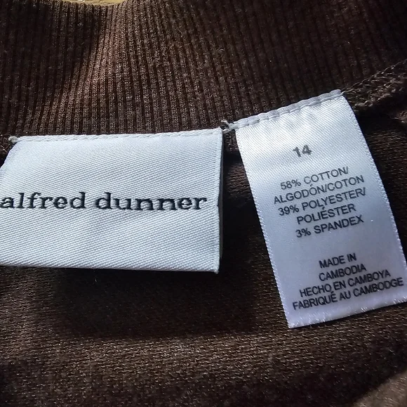 Alfred Dunner Brown Long Sleeve Full Zip Relax Back Graphics Women's Size 14 - Picture 8 of 9